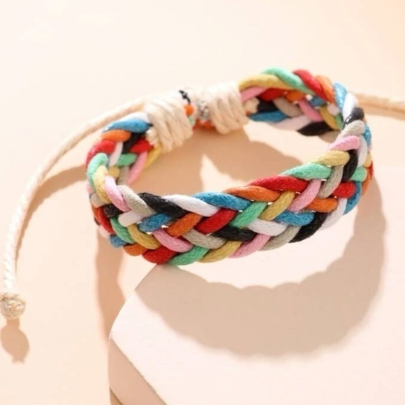 Rainbow Braided Adjustable Bracelet (Multicolor LGBTQ Gay Pride) NEW - Picture 1 of 4